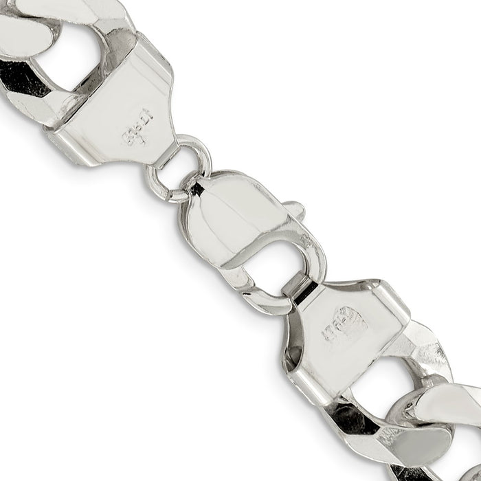 Buy Stylish 14mm Beveled Curb Chain in Sterling Silver - Affordable Luxury!-3