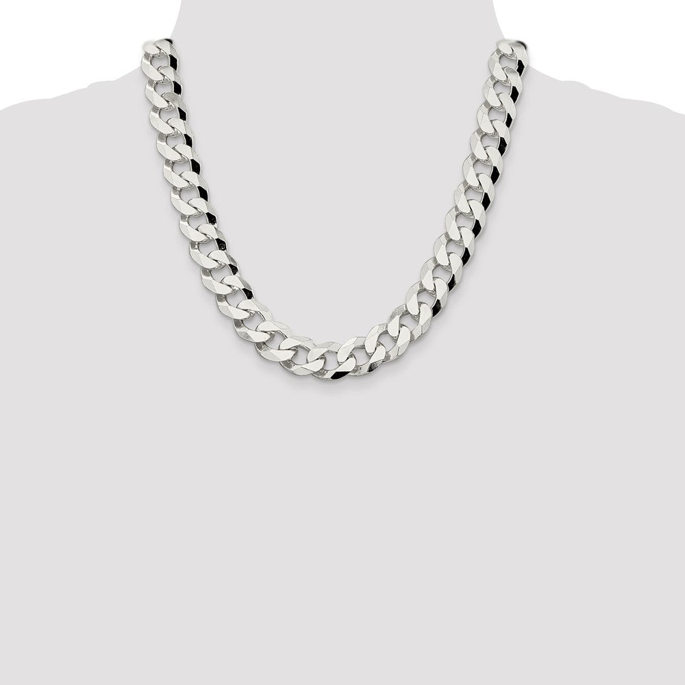 Buy Stylish 14mm Beveled Curb Chain in Sterling Silver - Affordable Luxury!