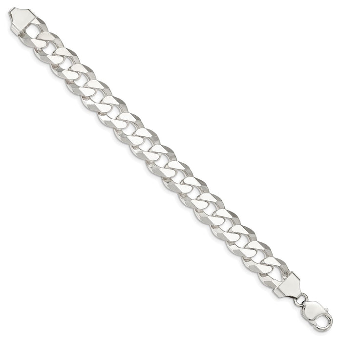 Buy Stylish 14mm Beveled Curb Chain in Sterling Silver - Luxury Value Piece-2