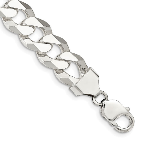 14mm Beveled Curb Chain in Sterling Silver - Style GR1-1029840