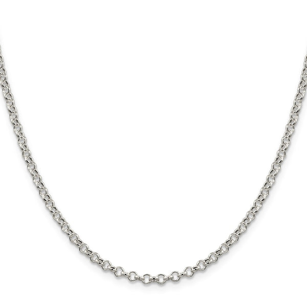 3mm Semi-Solid Rolo Chain in Sterling Silver