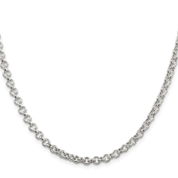 4.25mm Semi-Solid Rolo Link Chain in Sterling Silver
