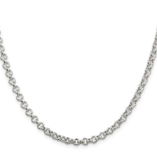 Buy Stylish 4.25mm Sterling Silver Semi-Solid Rolo Link Chain - Luxury Value!