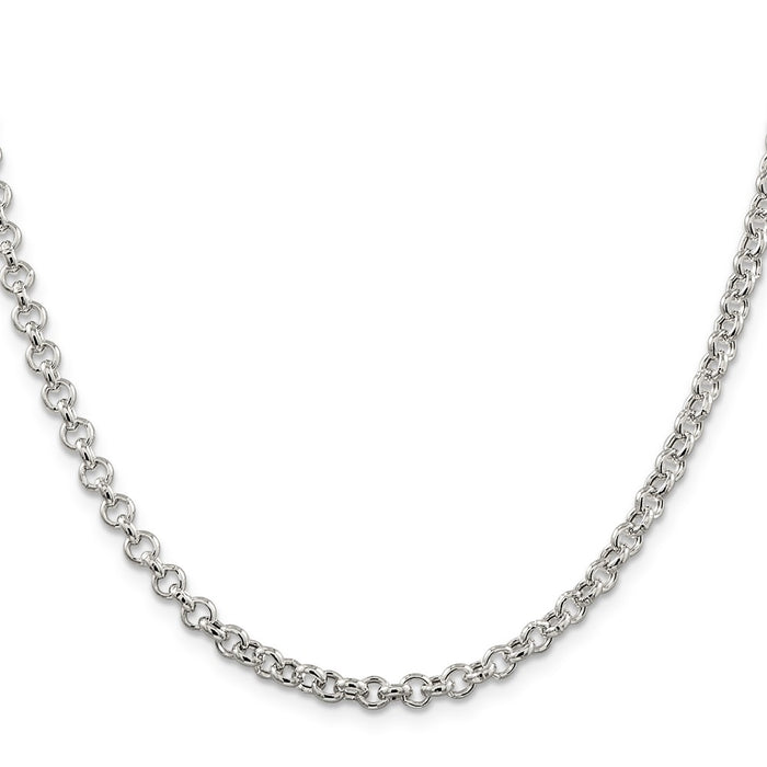 Buy Stylish 4.25mm Sterling Silver Semi-Solid Rolo Link Chain - Luxury Value!-2