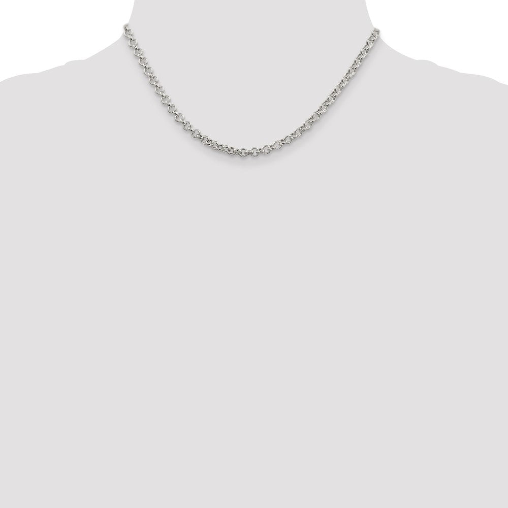 Buy Stylish 4.25mm Sterling Silver Semi-Solid Rolo Link Chain - Luxury Value!