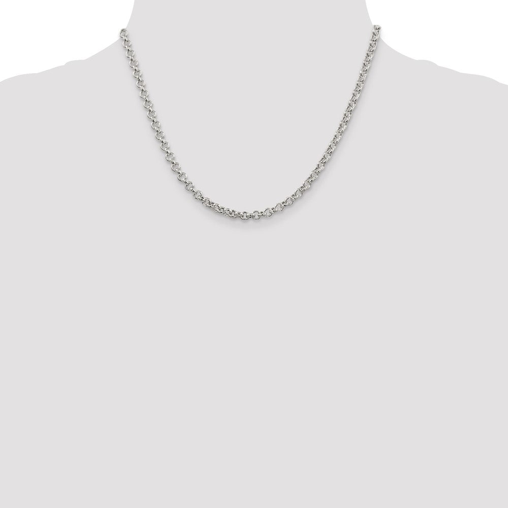 Buy Stylish 4.25mm Semi-Solid Rolo Link Chain in High-Quality Sterling Silver