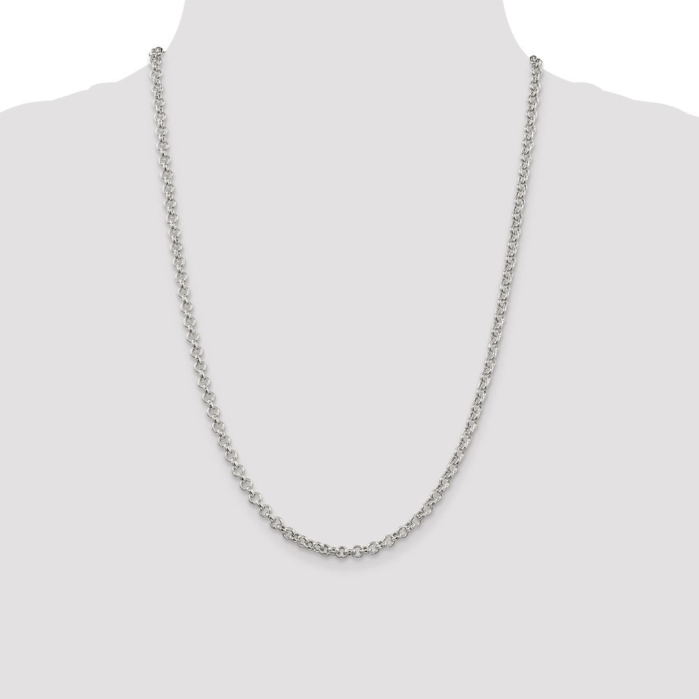 Order Stylish 4.25mm Sterling Silver Semi-Solid Rolo Link Chain - Luxury Value