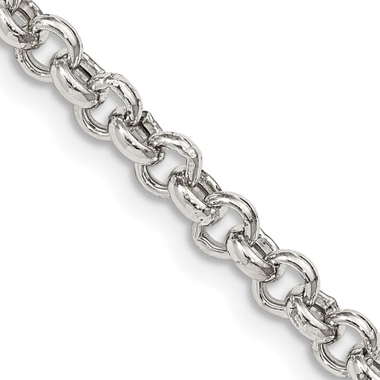 Buy Stylish 4.25mm Sterling Silver Semi-Solid Rolo Link Chain - Luxury Value!