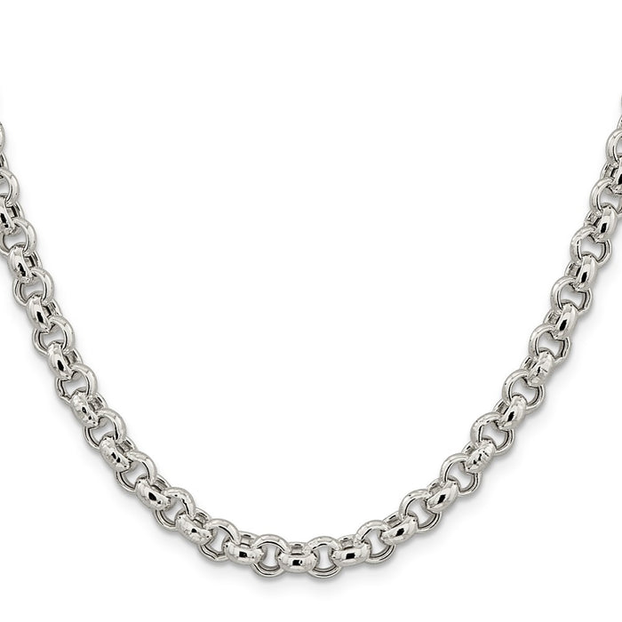 Buy Stylish 6.5mm Semi-Solid Rolo Link Chain in High-Quality Sterling Silver-2