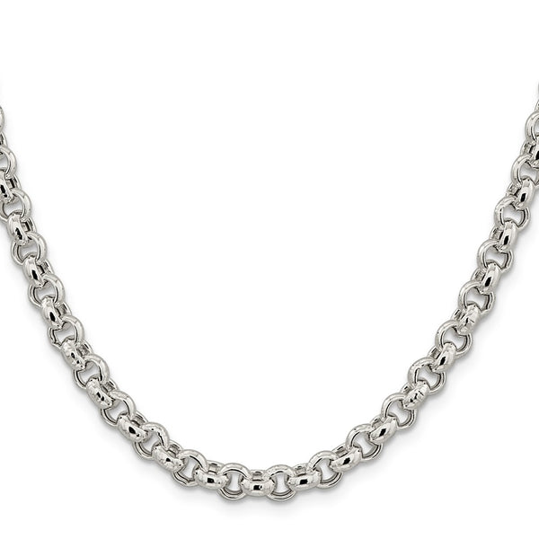 6.5mm Sterling Silver Semi-Solid Rolo Link Chain