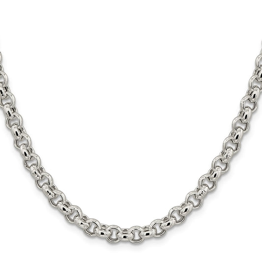 High-Quality 6.5mm Sterling Silver Semi-Solid Rolo Link Chain | Stylish Value