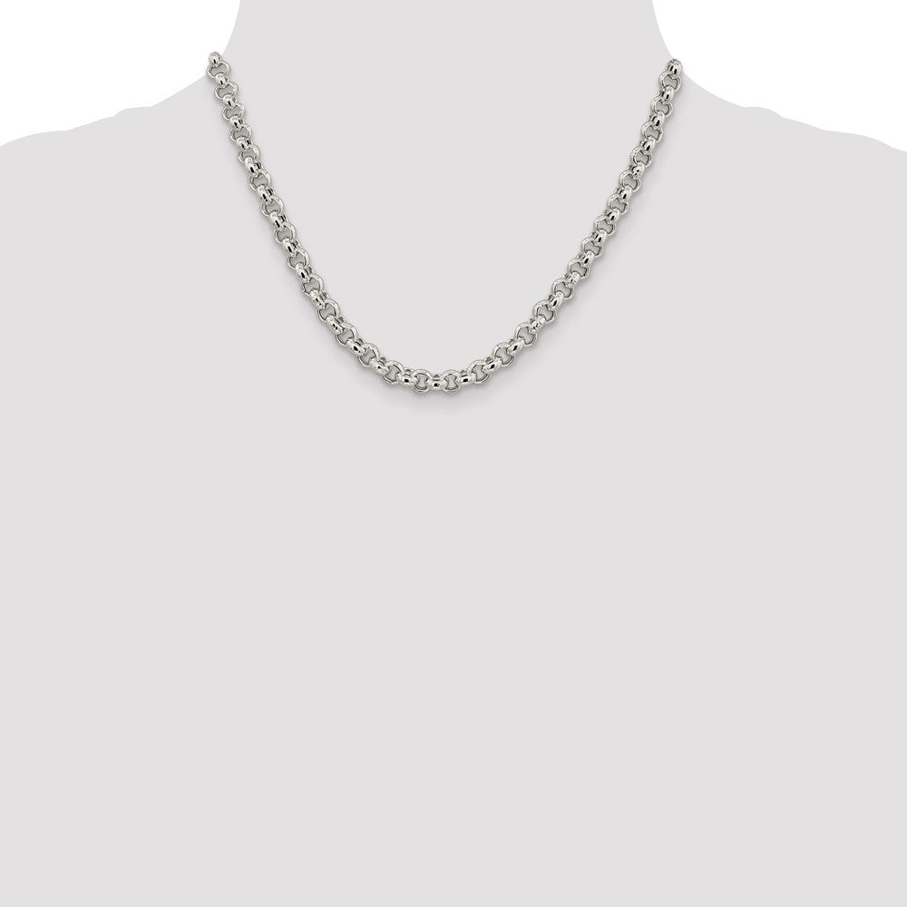 Buy Stylish 6.5mm Semi-Solid Rolo Link Chain in High-Quality Sterling Silver
