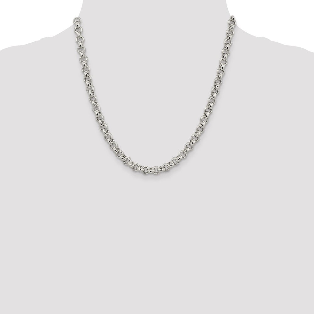 High-Quality 6.5mm Sterling Silver Semi-Solid Rolo Link Chain | Stylish Value