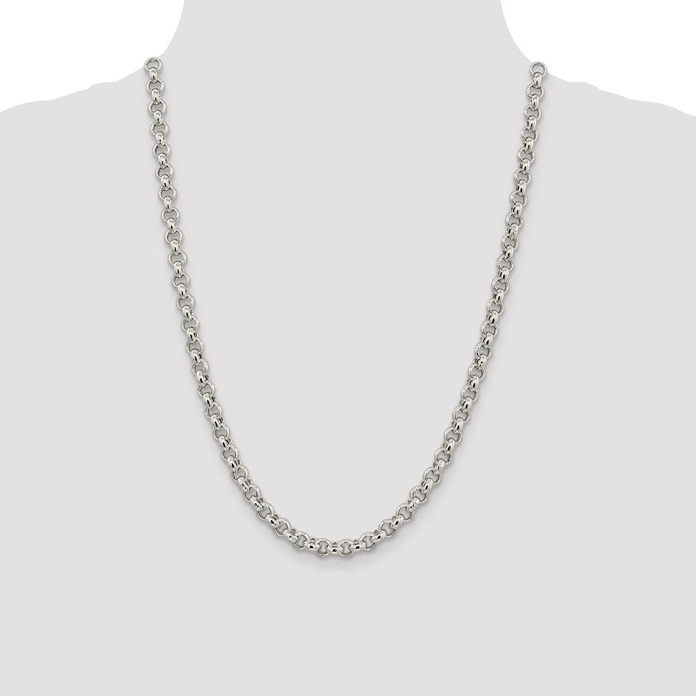 Buy Stylish 6.5mm Sterling Silver Semi-Solid Rolo Link Chain - Affordable Luxury