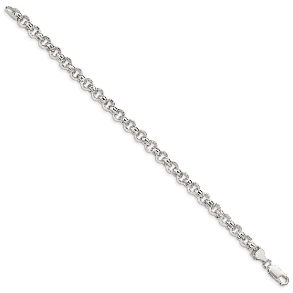 High-Quality 6.5mm Semi-Solid Rolo Link Chain in Sterling Silver | Stylish Value