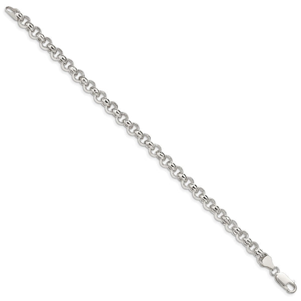 6.5mm Semi-Solid Rolo Link Chain in Sterling Silver