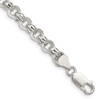 High-quality 6.5mm Semi-Solid Rolo Link Chain in Sterling Silver - Stylish Value!