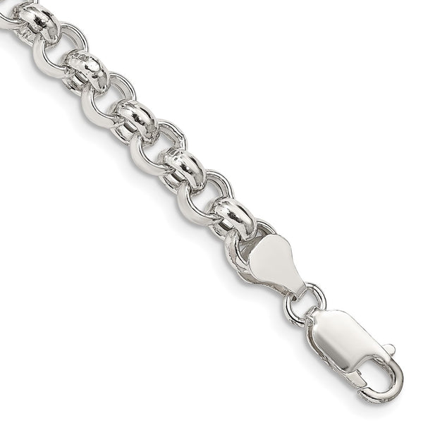 6.5mm Semi-Solid Rolo Link Chain in Sterling Silver