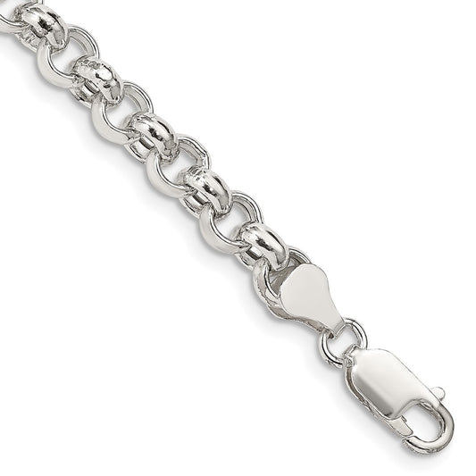 High-Quality 6.5mm Semi-Solid Rolo Link Chain in Sterling Silver | Stylish Value