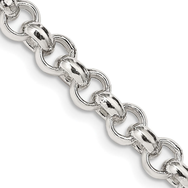 6.5mm Sterling Silver Semi-Solid Rolo Link Chain