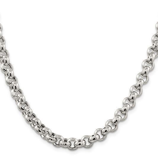 Buy Stylish 7.75mm Semi-Solid Sterling Silver Rolo Link Chain - Luxury Value