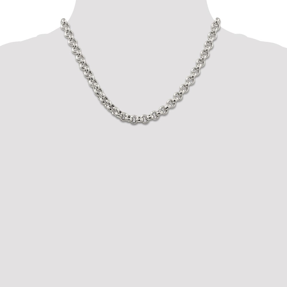 Buy Stylish 7.75mm Semi-Solid Sterling Silver Rolo Link Chain - Luxury Value