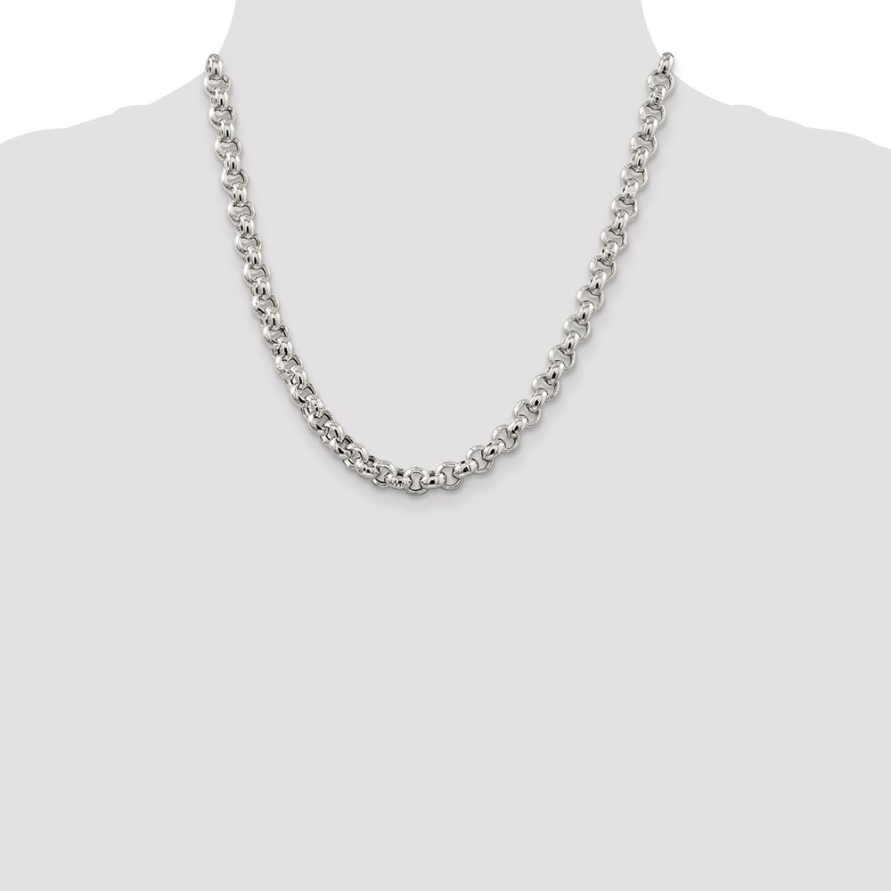 Order Stylish 7.75mm Semi-Solid Sterling Silver Rolo Link Chain - Luxury Value
