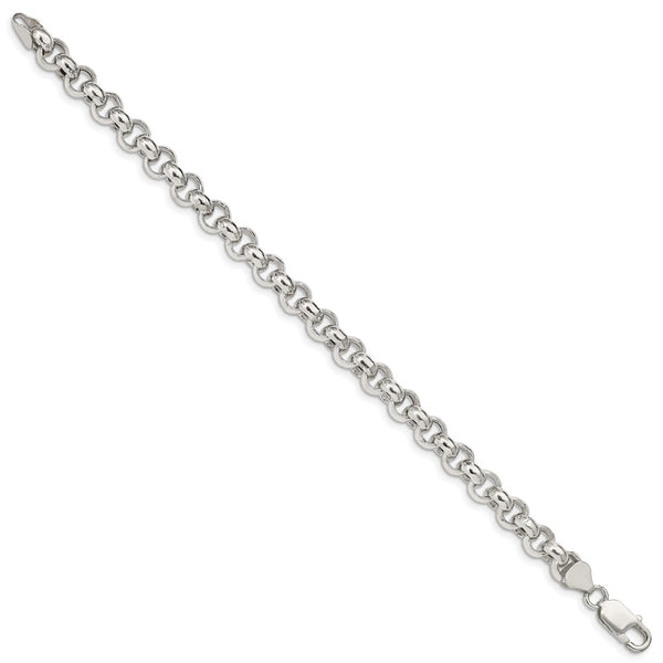 7.75mm Semi-Solid Rolo Link Chain in Sterling Silver