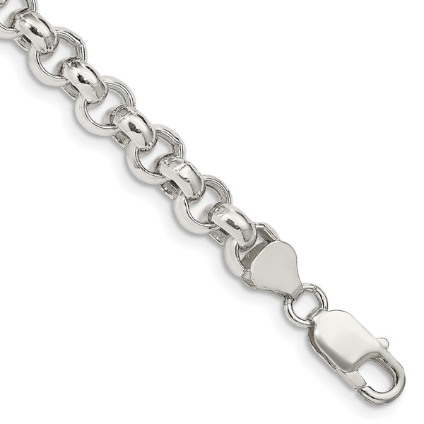 7.75mm Semi-Solid Rolo Link Chain in Sterling Silver