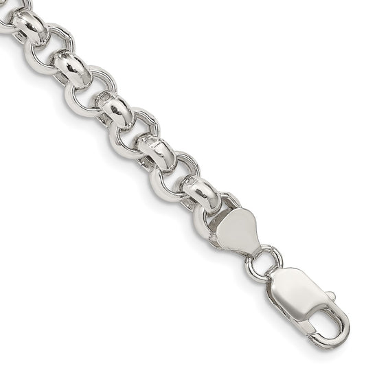 Buy Stylish 7.75mm Semi-Solid Rolo Link Chain in High-Quality Sterling Silver