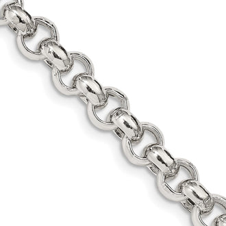 Buy Stylish 7.75mm Semi-Solid Sterling Silver Rolo Link Chain - Luxury Value