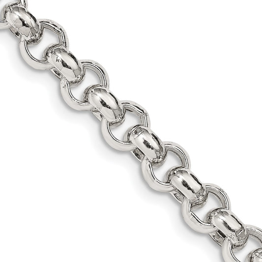 Buy Stylish 7.75mm Semi-Solid Sterling Silver Rolo Link Chain - Luxury Value