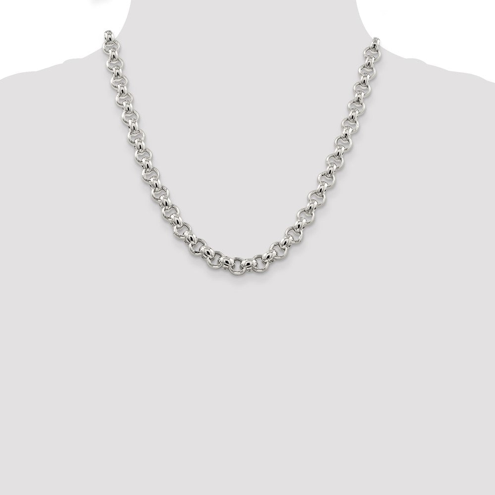 Buy Stylish 9.5mm Semi-Solid Rolo Link Chain in High-Quality Sterling Silver