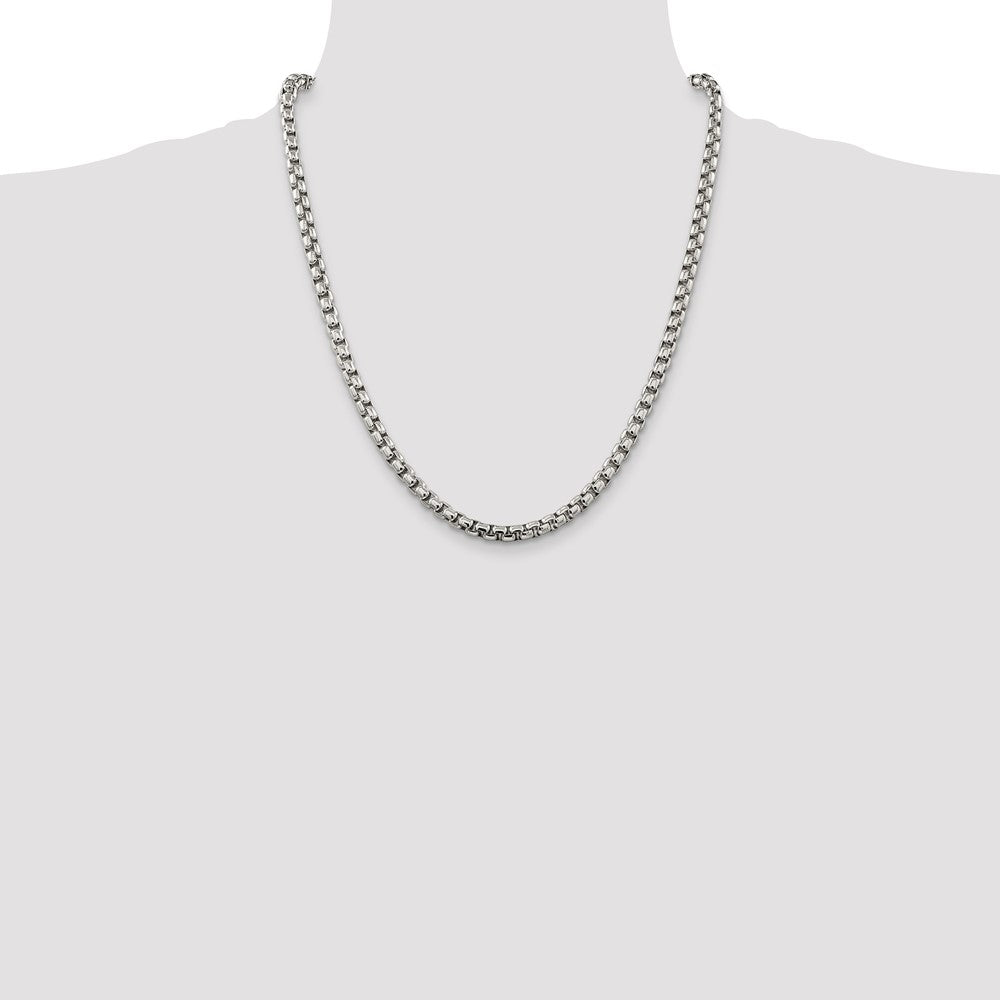 High-Quality 5.2mm Round Box Chain in Sterling Silver - Stylish & Affordable!