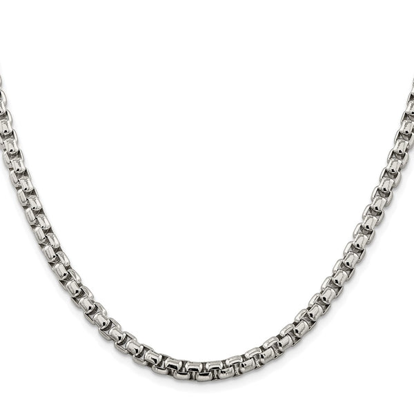 Rhodium-Plated Sterling Silver 5.2mm Round Box Chain - Style GR1-1033025