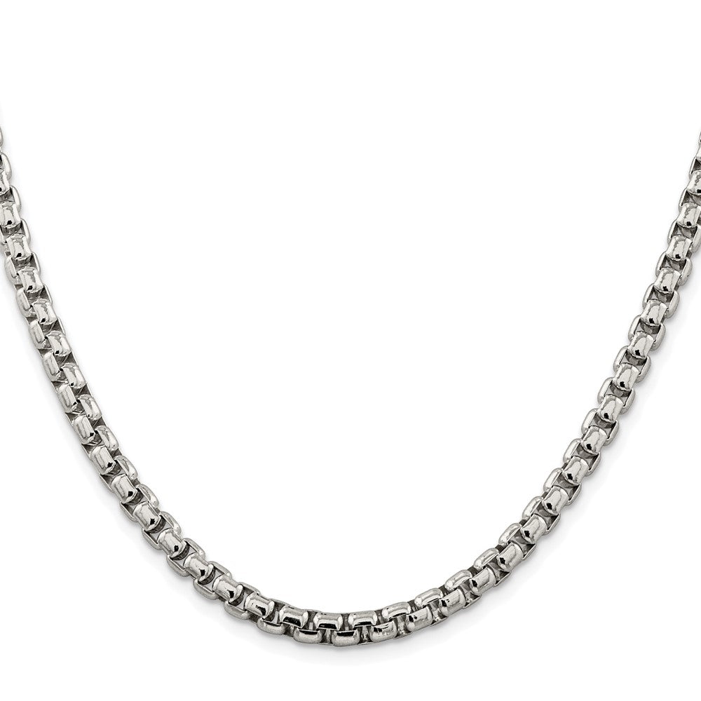 Buy Stylish 5.2mm Rhodium-Plated Sterling Silver Round Box Chain - Luxury Value!