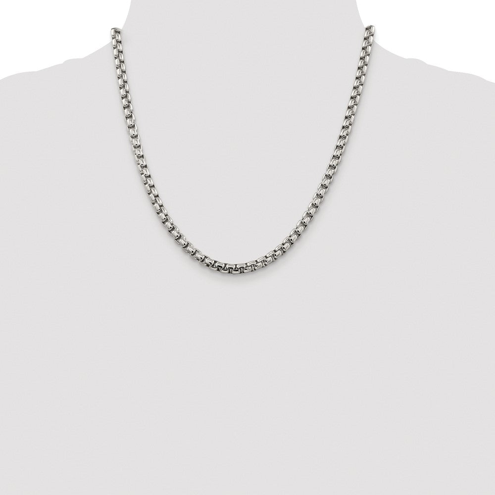 Buy Stylish Rhodium-Plated Sterling Silver 5.2mm Round Box Chain - Luxury Value!