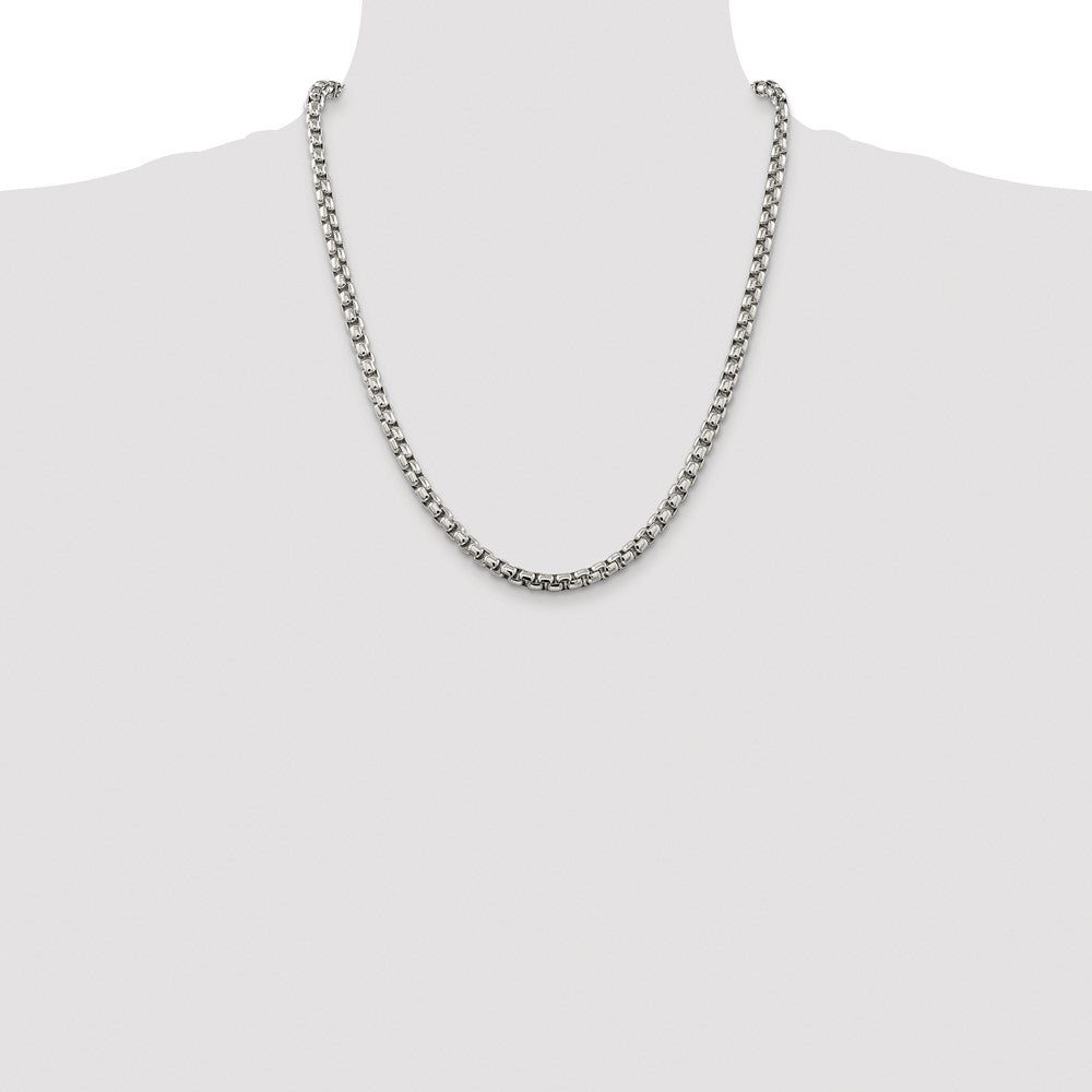 Buy Stylish 5.2mm Rhodium-Plated Sterling Silver Round Box Chain - Luxury Value!