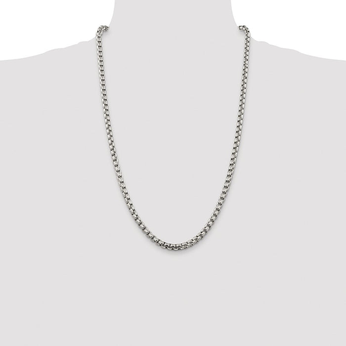 High-quality Rhodium-Plated Sterling Silver 5.2mm Box Chain | Stylish Value-4