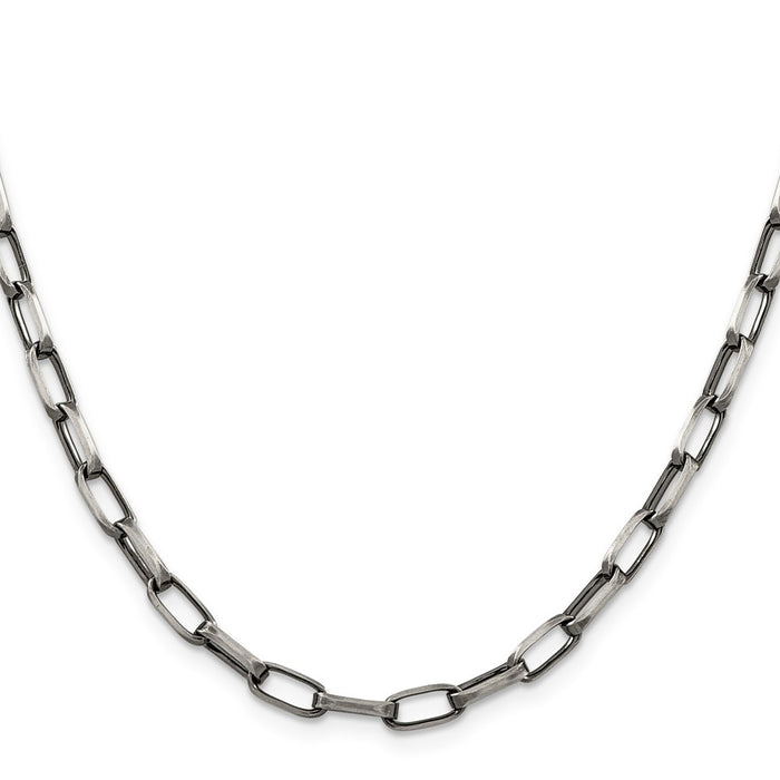 Buy Stylish Antiqued Sterling Silver 4.8mm Elongated Open Link Chain-2
