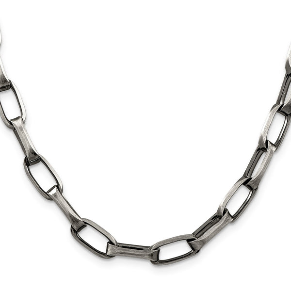 Antiqued Sterling Silver 8mm Elongated Open Link Chain - Style GR1-1033243