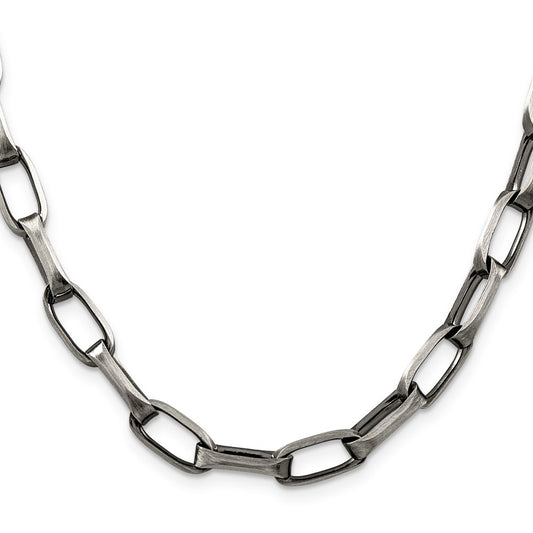 High-Quality Antiqued Sterling Silver 8mm Elongated Open Link Chain - Stylish Value