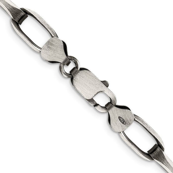 Buy Stylish Antiqued Sterling Silver 8mm Elongated Open Link Chain - Value!-3