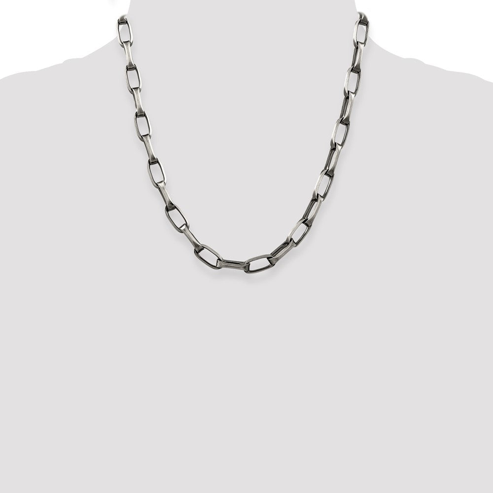 Buy Stylish Antiqued Sterling Silver 8mm Elongated Open Link Chain - Value!