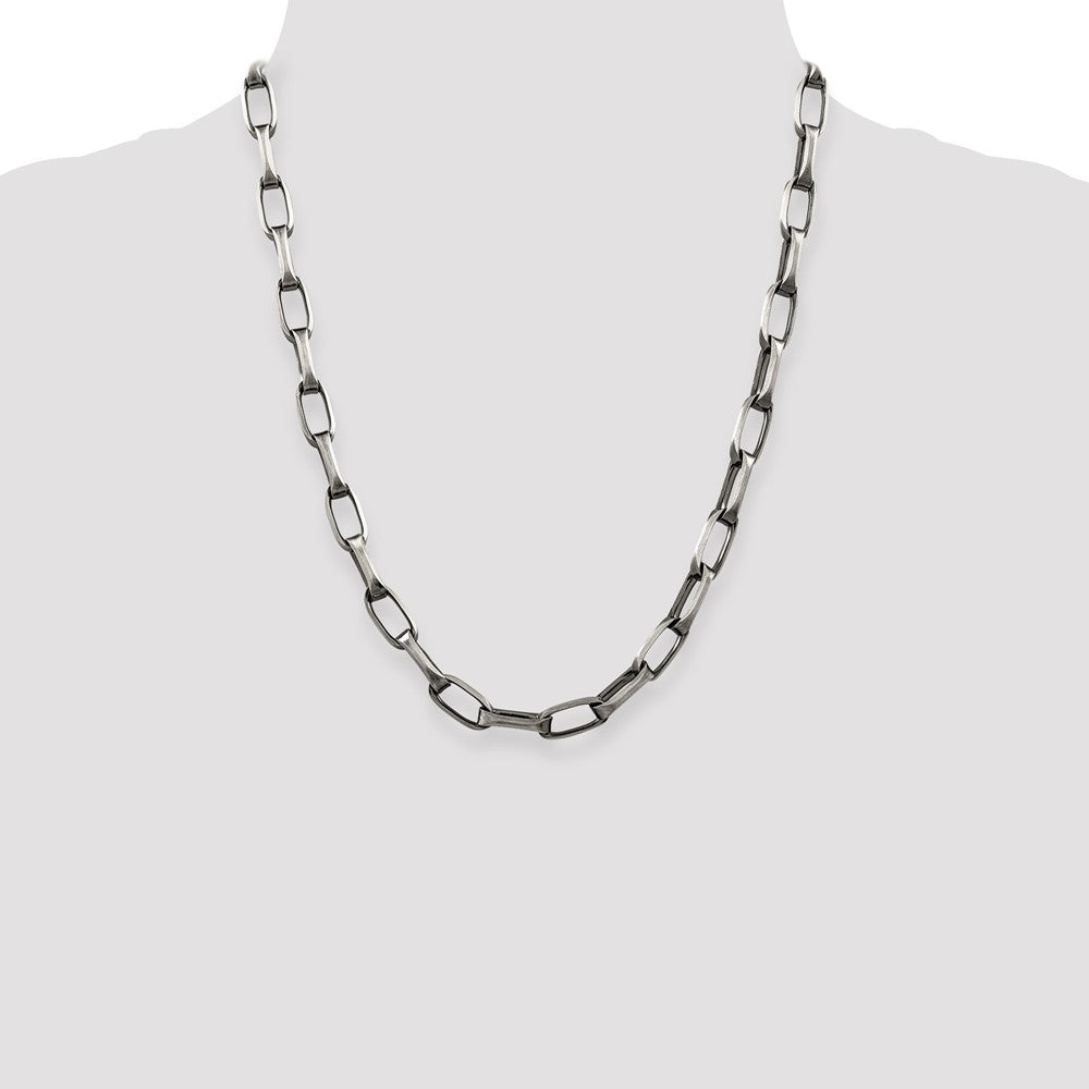 High-Quality Antiqued Sterling Silver 8mm Elongated Open Link Chain - Stylish Value