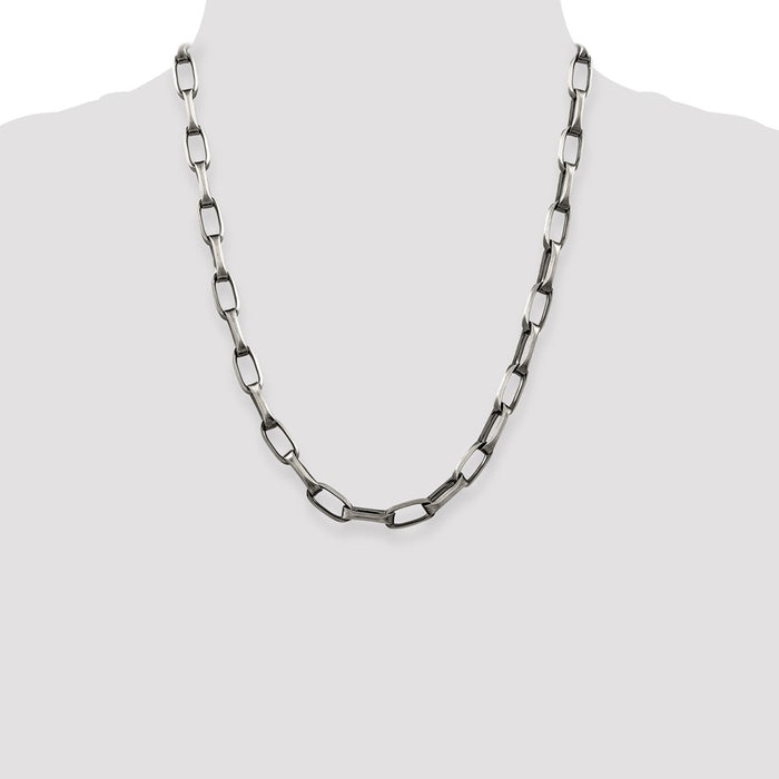 High-Quality Antiqued Sterling Silver 8mm Elongated Open Link Chain - Stylish Value-4