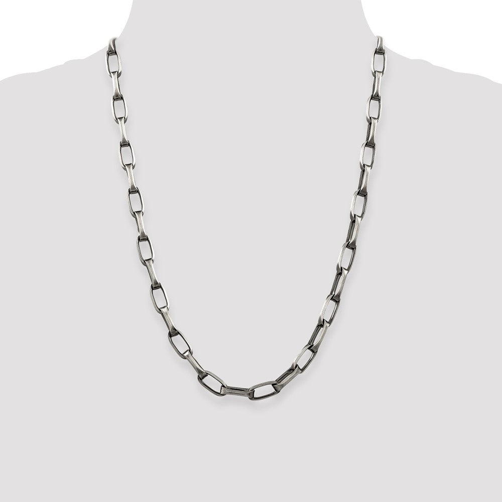 High-quality Antiqued Sterling Silver 8mm Elongated Open Link Chain - Stylish Value