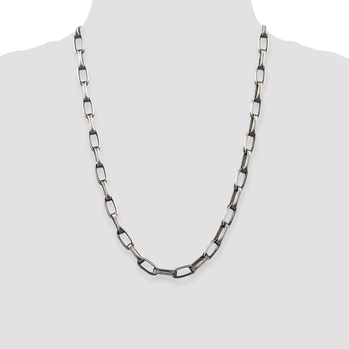 High-quality Antiqued Sterling Silver 8mm Elongated Open Link Chain - Stylish Value-4
