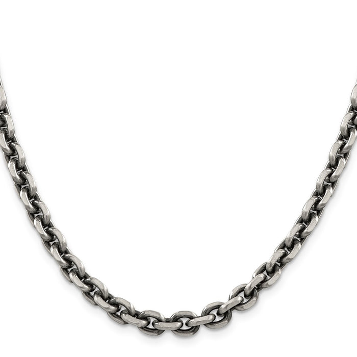 High-Quality Antiqued Sterling Silver 7.0mm Open Link Chain - Stylish Value!-2