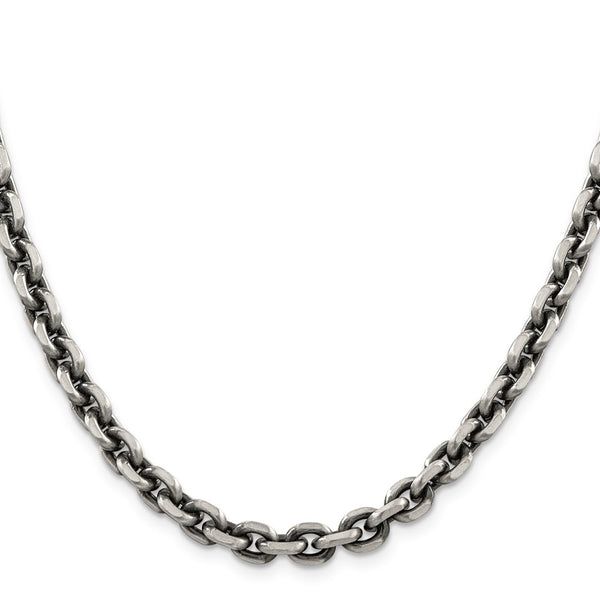 Antiqued Sterling Silver 7.0mm Chain - Open Link